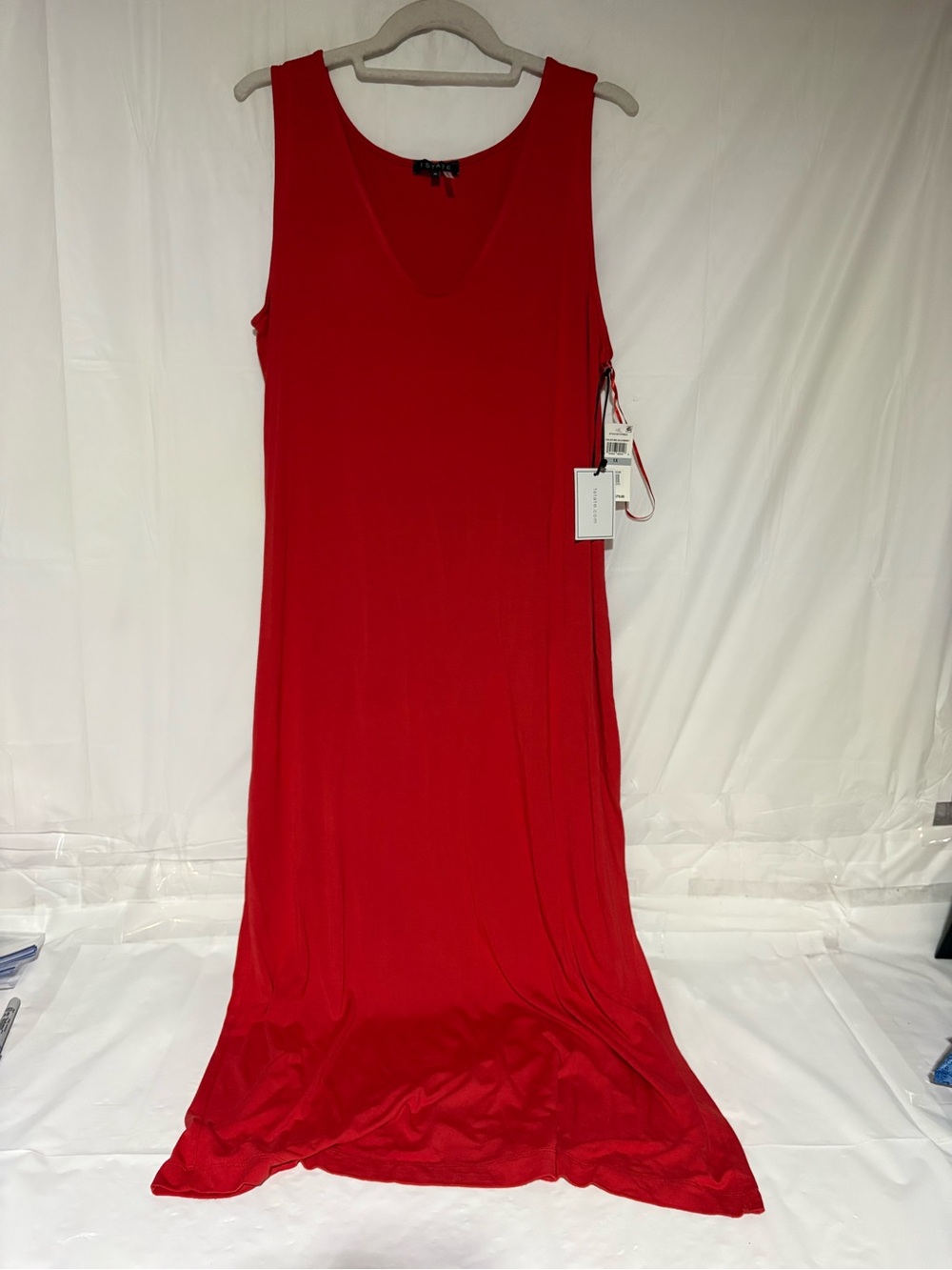 STATE Red Sleeveless V-Neck Maxi Dress